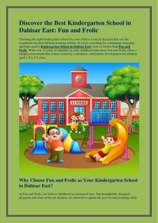 Best Kindergarten School in Dahisar East