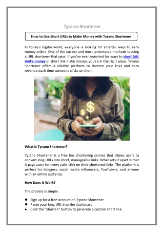 Short Link Make Money - Turn Links into Cash Now