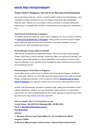 Physio Clinic in Singapore