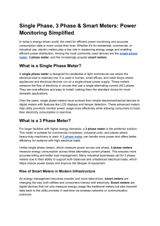 Single Phase, 3 Phase & Smart Meters_ Power Monitoring Simplified