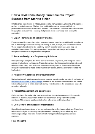 How a Civil Consultancy Firm Ensures Project Success from Start to Finish