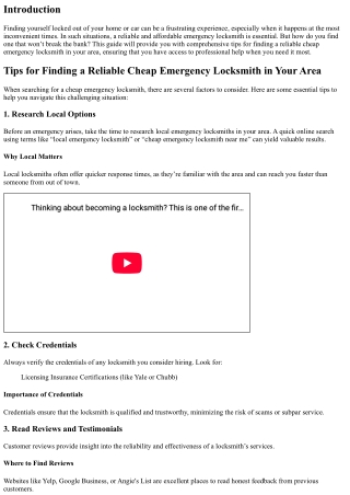 Tips for Finding a Reliable Cheap Emergency Locksmith in Your Area