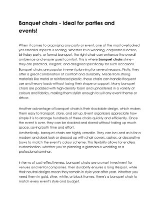 Banquet chairs - ideal for parties and events!