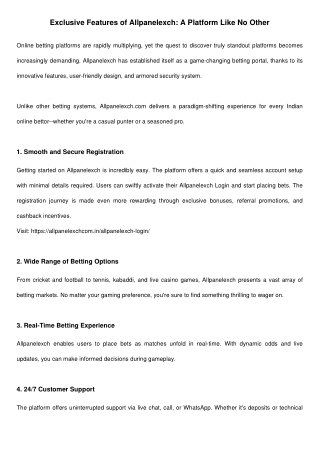 Exclusive Features of Allpanelexch: A Platform Like No Other