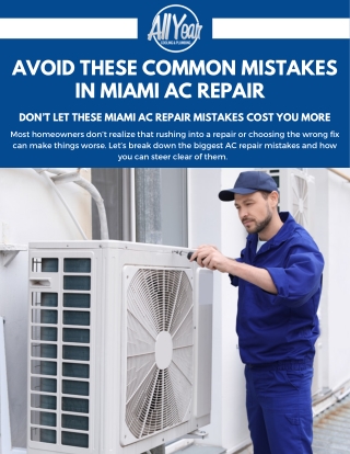Avoid These Common Mistakes in Miami AC Repair