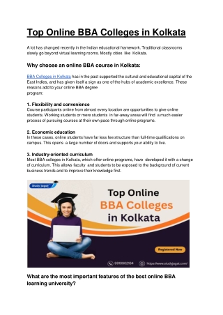 Top Online BBA Colleges in Kolkata