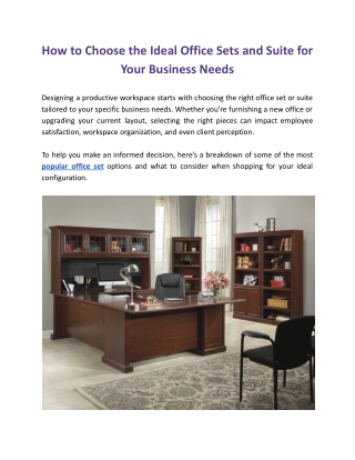 How to Choose the Ideal Office Sets and Suite for Your Business Needs