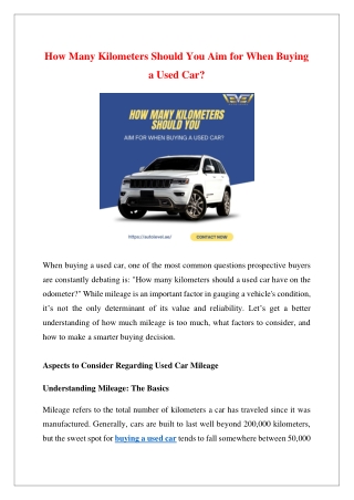 How Many Kilometers Should You Aim for When Buying a Used Car