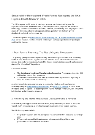 Sustainability Reimagined: UK Organic Health Trends 2025