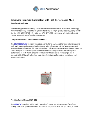 ROC Automation- Allen Bradley Products