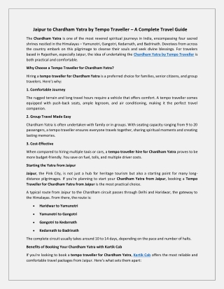 Jaipur to Chardham Yatra by Tempo Traveller – A Complete Travel Guide