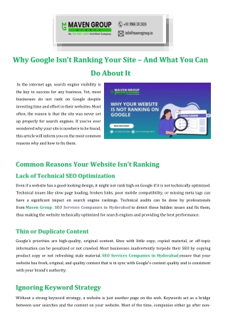 Why Google Isn’t Ranking Your Site – And What You Can Do About It