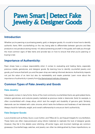 Pawn Smart | Detect Fake Jewelry & Designer Goods