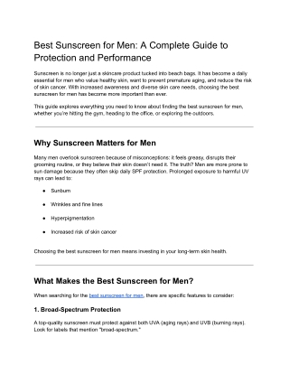 Best Sunscreen for Men_ A Complete Guide to Protection and Performance