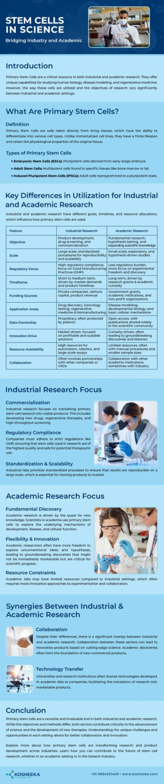 Stem Cells in Science - Bridging industry and Academic