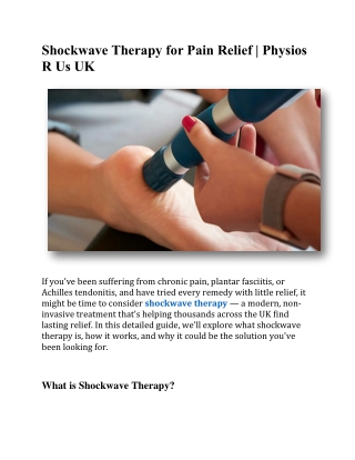 Shockwave Therapy for Pain Relief | Physios R Us