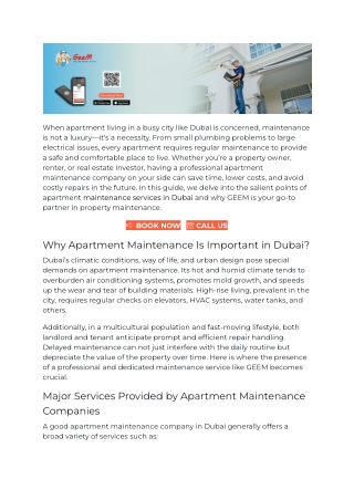 Best Apartment Maintenance Services in Dubai