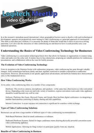 Comprehending the Basics of Video Conferencing Technology for Businesses