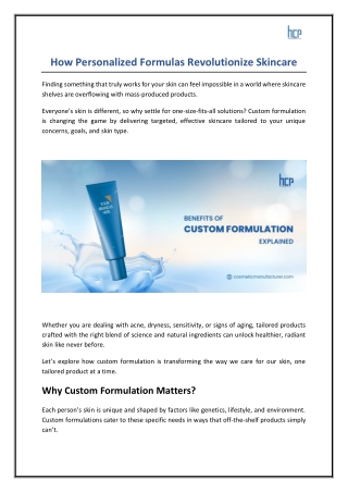 How Personalized Formulas Revolutionize Skincare