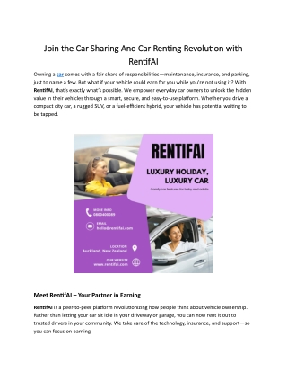 Join the Car Sharing And Car Renting Revolution with RentifAI