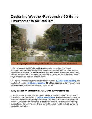 Designing Weather-Responsive 3D Game Environments for Realism