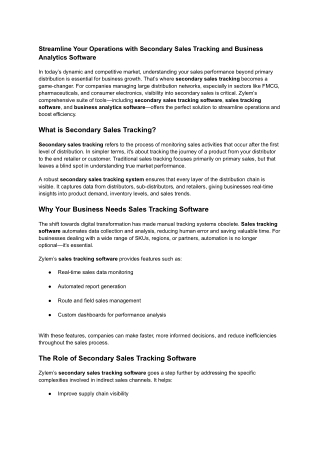 Streamline Your Operations with Secondary Sales Tracking and Business Analytics Software