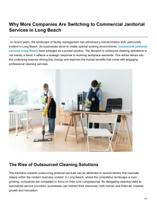 Why More Companies Are Switching to Commercial Janitorial Services in Long Beach