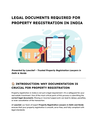 LEGAL DOCUMENTS REQUIRED FOR PROPERTY REGISTRATION IN INDIA