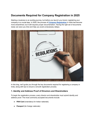 Documents Required for Company Registration in 2025