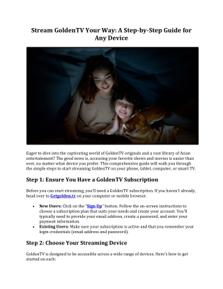 Stream GoldenTV Your Way: A Step-by-Step Guide for Any Device