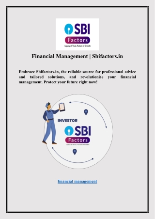 Financial Management | Sbifactors.in