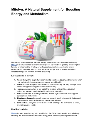 Mitolyn: The Science Behind Boosting Your Metabolism