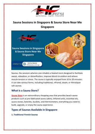 Sauna Sessions in Singapore & Sauna Store Near Me Singapore