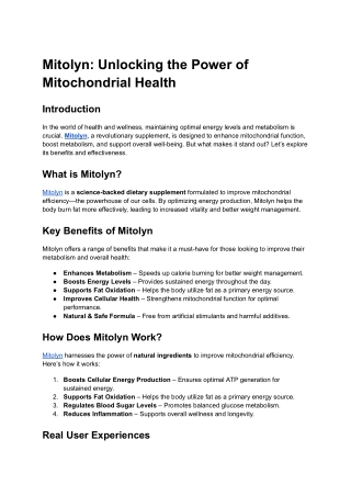 Mitolyn: The Science Behind Boosting Your Metabolism