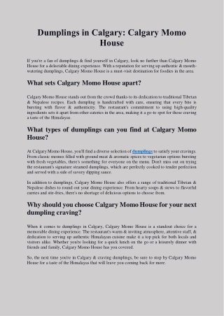 Dumplings in Calgary: Calgary Momo House