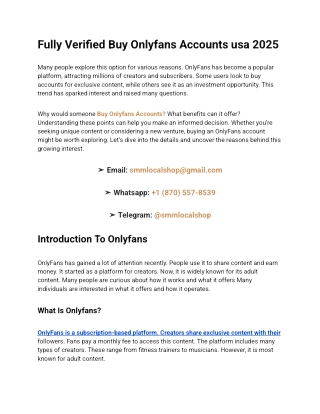 Fully Verified Buy Onlyfans Accounts usa 2025