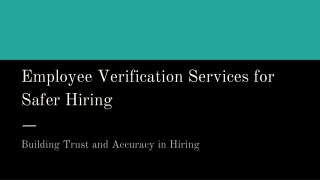 Employee Verification Services for Safer Hiring