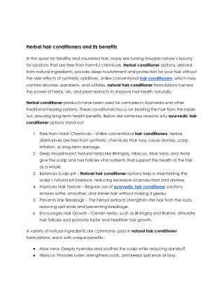 Herbal hair conditioners and its benefits