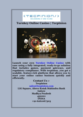 Turnkey Online Casino | Tecpinion