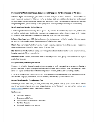 Professional Website Design Services in Singapore for Businesses of All Sizes