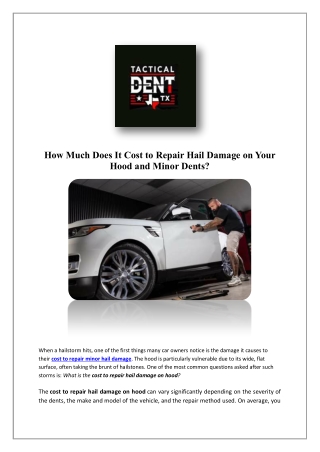 Auto Hail Repair Shops | Tactical Dent TX
