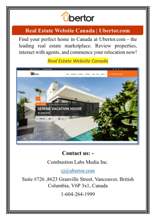 Real Estate Website Canada | Ubertor.com