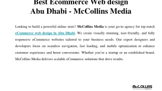 Best Ecommerce Web design  Abu Dhabi - McCollins Media