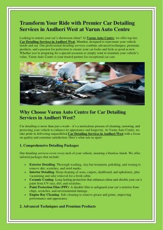 Car Detailing Services in Andheri West