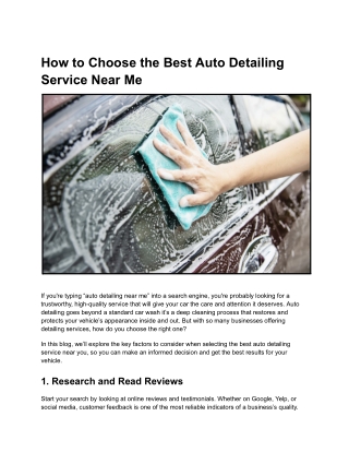 How to Choose the Best Auto Detailing Service Near Me