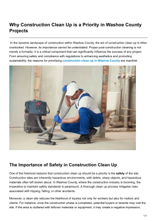 Why Construction Clean Up is a Priority in Washoe County Projects