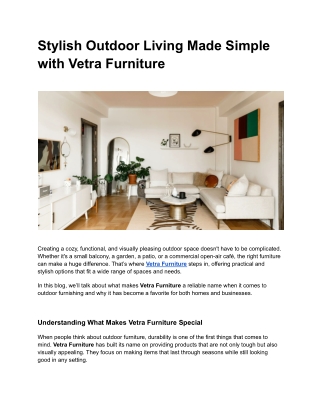 Make the Most of Every Corner with Vetra furniture