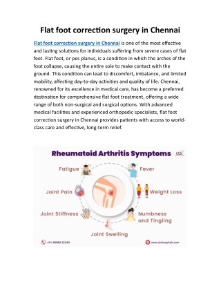 Flat foot correction surgery in chennai