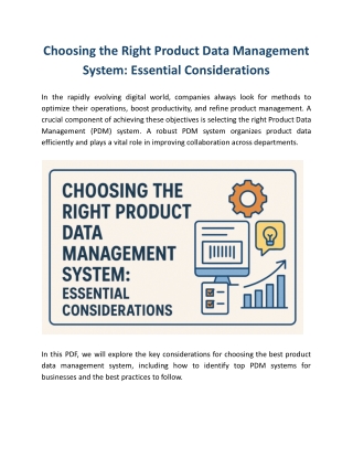 Choosing the Right Product Data Management System: Essential Considerations