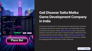 Gali Disawar Satta Matka Game Development Company in India